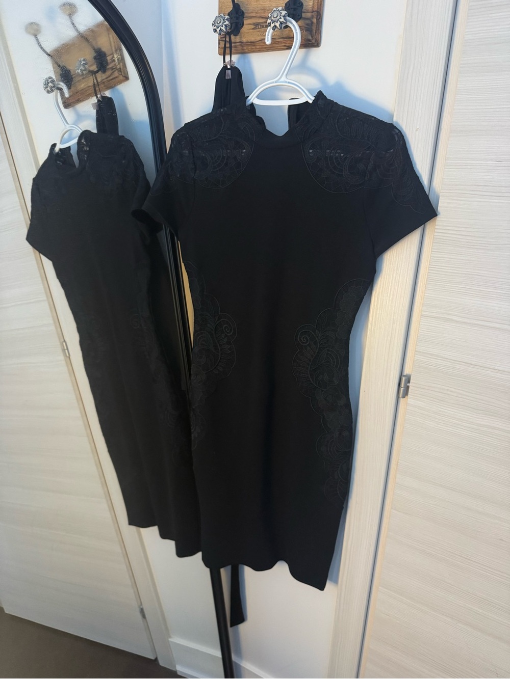 BCBGMaxAzria Black Embroidered Short Sleeve Mini Dress - Picture 2 of 5